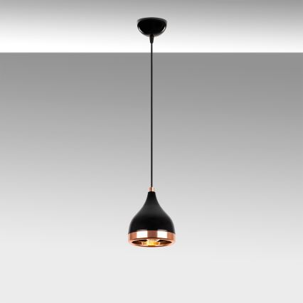 Pendelleuchte YILDO mit Kabelaufhängung 1xE27/40W/230V schwarz/kupferfarben