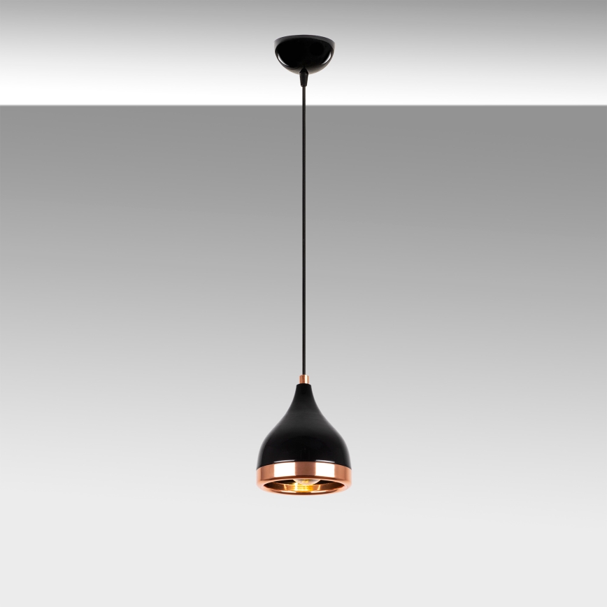 Pendelleuchte YILDO mit Kabelaufhängung 1xE27/40W/230V schwarz/kupferfarben