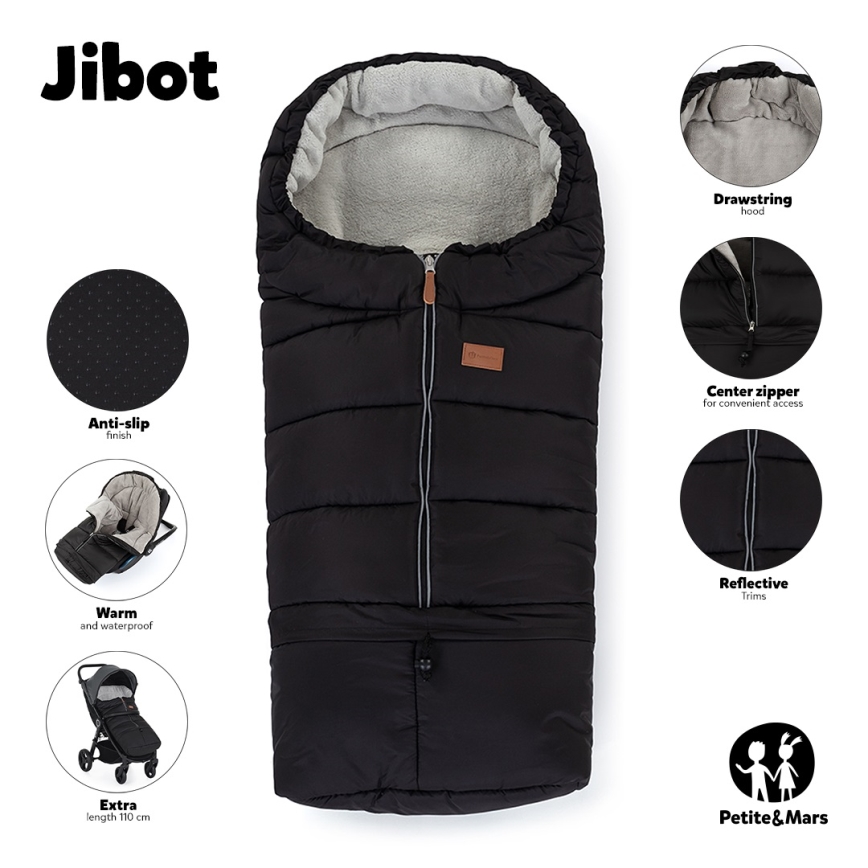 PETITE&MARS - SET Kinderfußsack 3in1 JIBOT + Handwärmer für den Kinderwagen JASIE grün