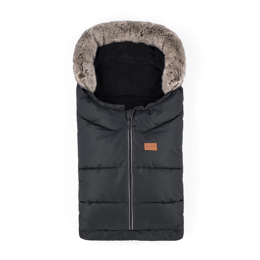PETITE&MARS - SET Kinderfußsack 4in1 ARCTIC + Handwärmer für Kinderwagen FURRY Forever Black