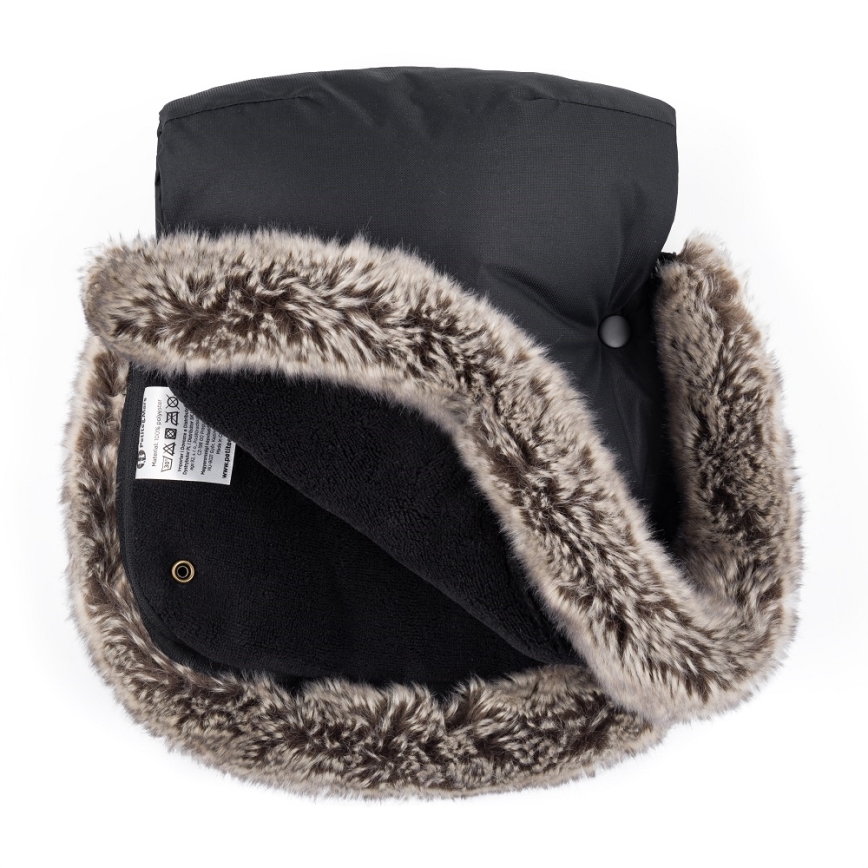 PETITE&MARS - SET Kinderfußsack 4in1 ARCTIC + Handwärmer für Kinderwagen FURRY Forever Black