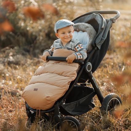 PETITE&MARS - SET Kinderfußsack 4in1 COMFY + Handwärmer für Kinderwagen FURRY Elegant Caramel