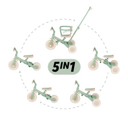 PETITE&MARS - Kinder-Dreirad 5-in-1 TURBO LIMITED Green Twist