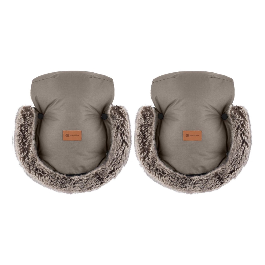 PETITE&MARS - Kinderwagen-Handschuhe FURRY Mocha Mousse