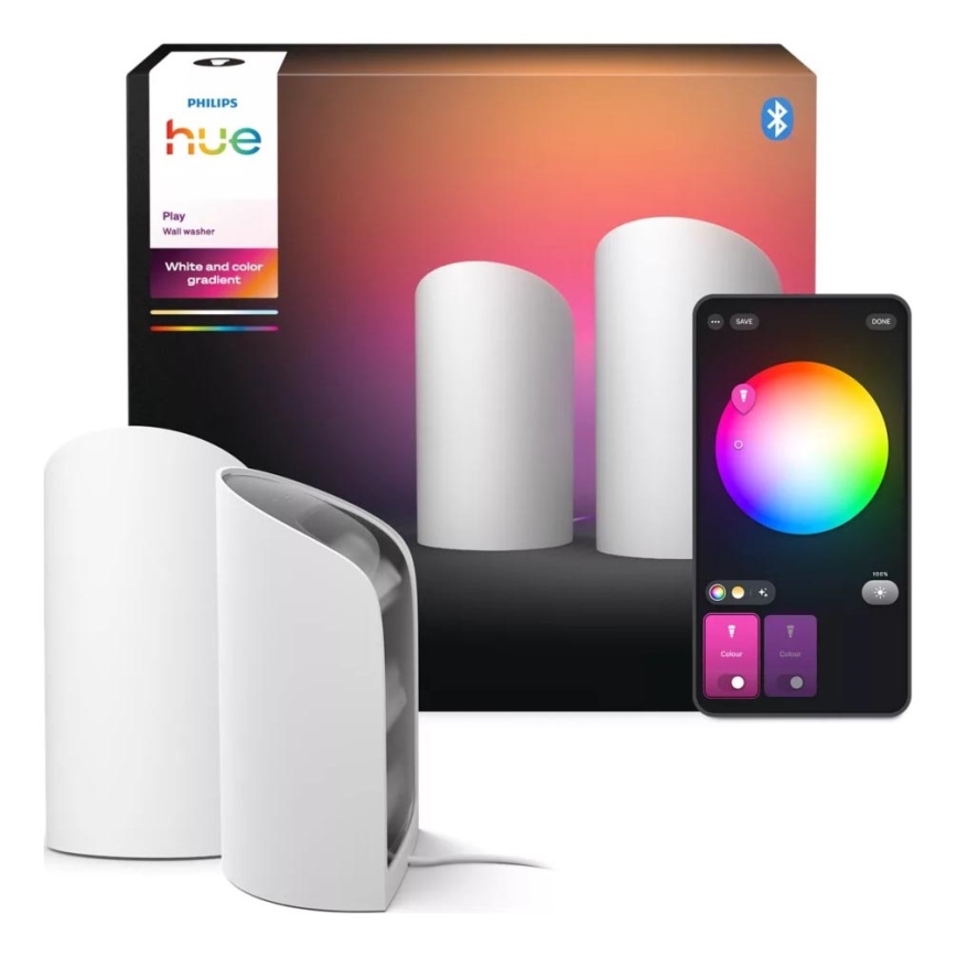 Philips - 2er-Set Hue PLAY Wall Washer dimmbare LED RGBW-Projektionsleuchte LED/20W/230V 2000–6500K weiß