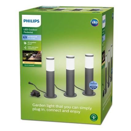 Philips - SET 3x LED Außenleuchte GARDENLINK LED/24W/230V 2700K IP44