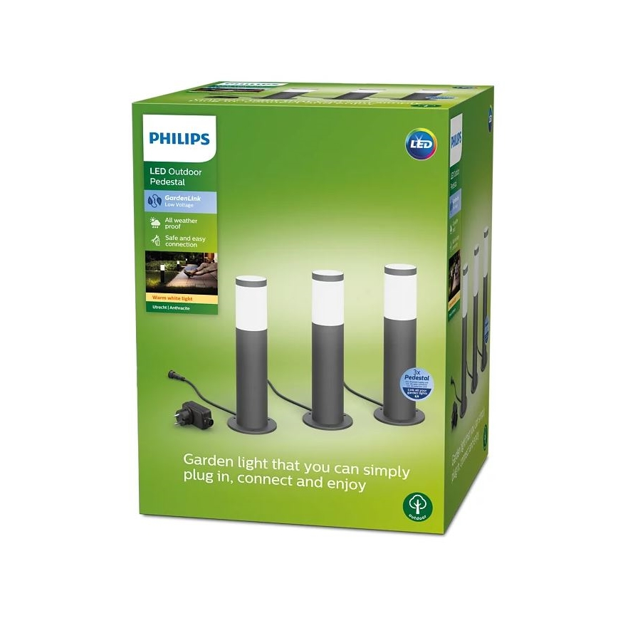 Philips - SET 3x LED Außenleuchte GARDENLINK LED/24W/230V 2700K IP44