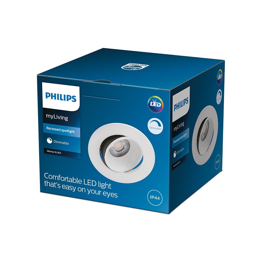 Philips - LED dimmbares Badezimmer-Einbauleuchte ABROSA 1xLED/9W/230V IP44