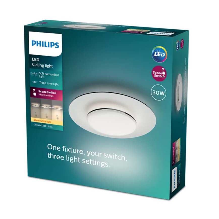 Philips- Dimmbare LED-Deckenleuchte SCENE SWITCH LED/30W/230V 2700K schwarz