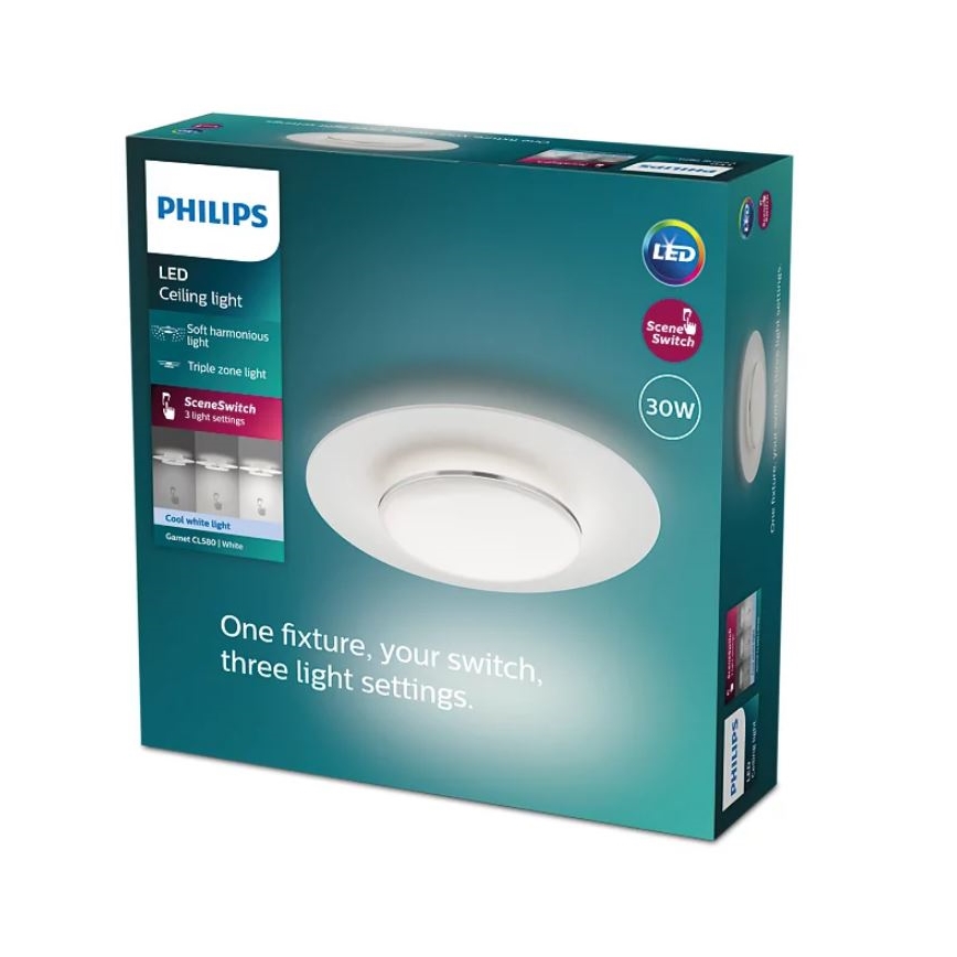 Philips- Dimmbare LED-Deckenleuchte SCENE SWITCH LED/30W/230V 4000K silbern