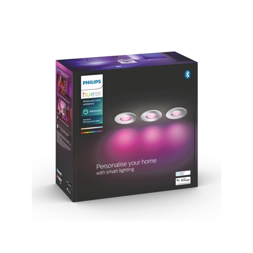 Philips - SET 3x LED RGB dimmbare Badezimmerleuchte Hue XAMENTO 1xGU10/5,7W/230V IP44 2000-6500K
