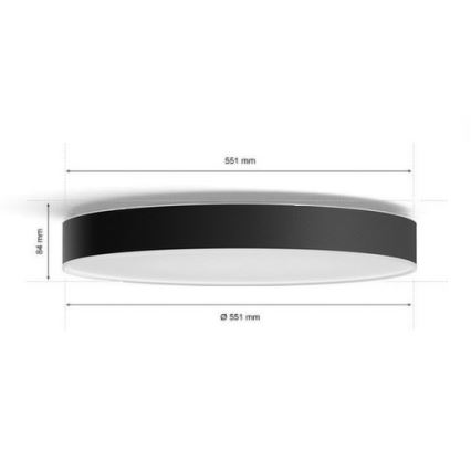Philips - LED dimmbare Deckenleuchte Hue LED/48W/230V 2200-6500K Ø 551 mm schwarz + Fernbedienung