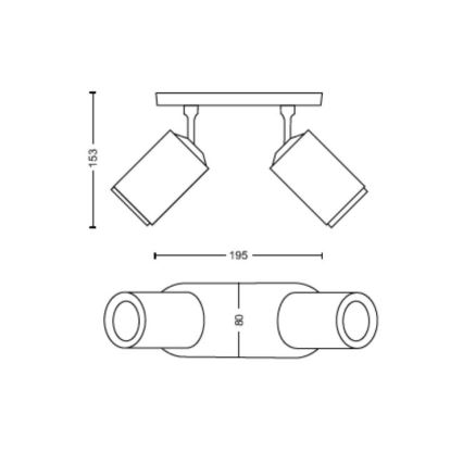 Philips - LED RGBW dimmbares Einbauleuchte Hue FUGATO 2xGU10/4,2W/230V 2000-6500K schwarz