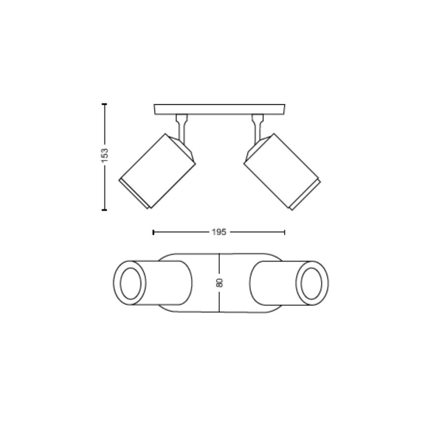 Philips - LED RGBW dimmbares Einbauleuchte Hue FUGATO 2xGU10/4,2W/230V 2000-6500K schwarz