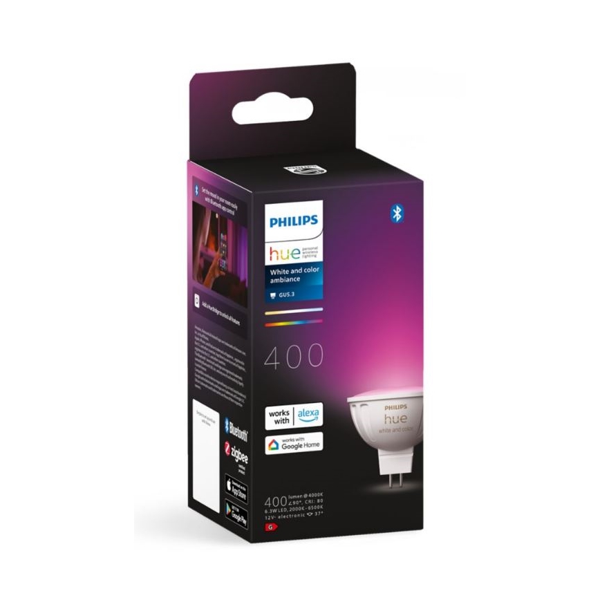 LED RGBW dimmbare Philips Hue White and Color Ambiance GU5,3/MR16/6,3W/12V 2000-6500K Lampe