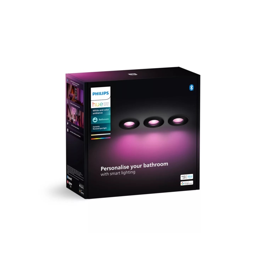 Philips - SET 3x dimmbare LED RGBW Badezimmer-Einbauleuchte Hue XAMENTO 1xGU10/4,2W/230V 2000-6500K IP44