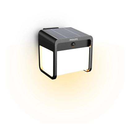 Philips - LED Solar-Wandleuchte mit Bewegungs- und Dämmerungssensor EZRA LED/1,8W/3,7V 2600 mAh 3000K IP44