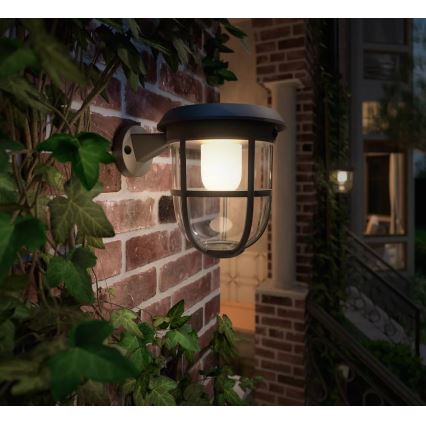 Philips - LED Solar-Wandleuchte mit Bewegungs- und Dämmerungssensor RADII LED/1,3W/3,7V 2000 mAh 3000K IP44