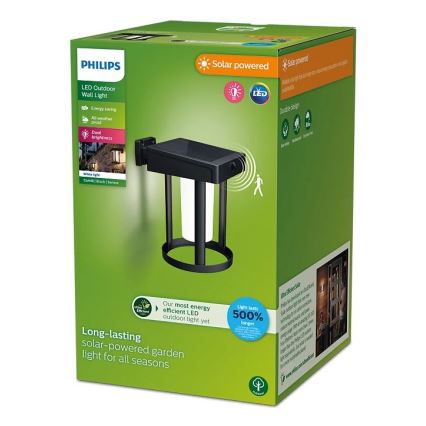 Philips - LED-Solarwandleuchte mit Sensor CAMILL LED/1,4W/3,7V 2000 mAh IP44