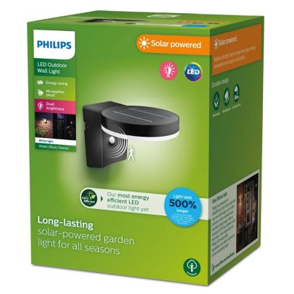 Philips - LED-Solarwandleuchte mit Sensor ZONAL LED/1,3W/3,7V 2500 mAh IP44