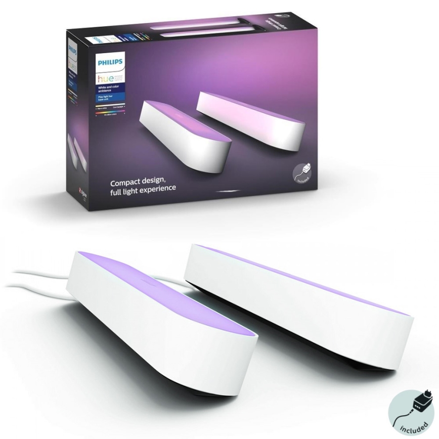 Philips - SET 2x dimmbare LED RGB Tischlampe Hue PLAY LED/6W/230V weiß