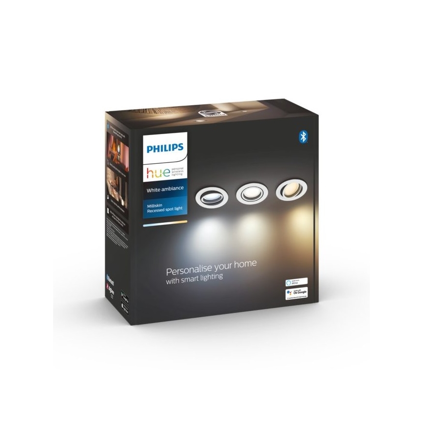 Philips - SET 3x LED dimmbare Einbaulampe Hue MILLISKIN 1xGU10/5,7W/230V 2200-6500K