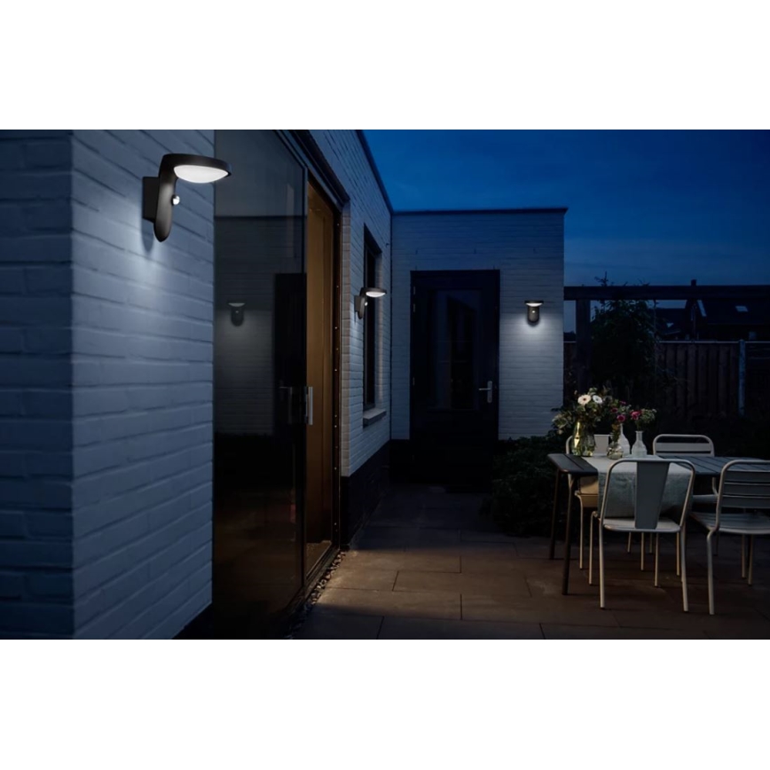 Philips - LED Solar-Wandleuchte mit Bewegungs- und Dämmerungssensor LED/1,2W/4V 1800 mAh 4000K IP44