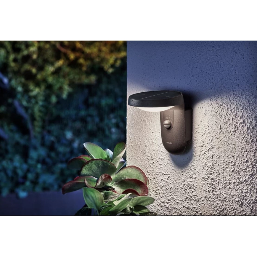 Philips - LED Solar-Wandleuchte mit Bewegungs- und Dämmerungssensor LED/1,2W/4V 1800 mAh 4000K IP44