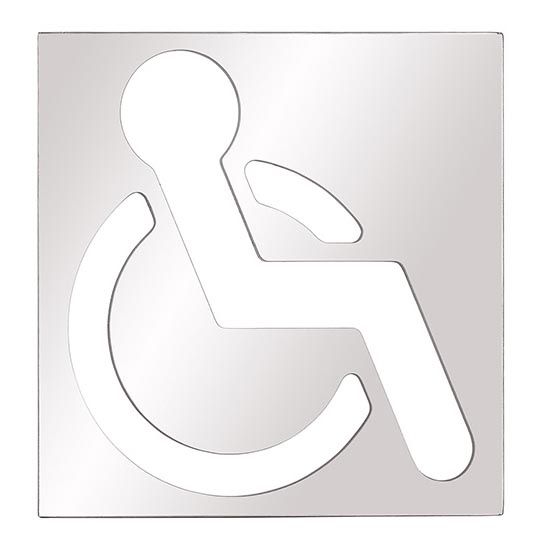 Piktogramm für Behinderte, 12x12 cm, Edelstahl/silber