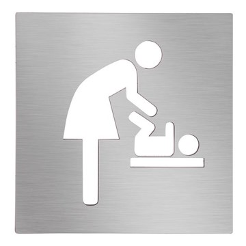 Piktogramm Wickelraum 12x12 cm Edelstahl/silber