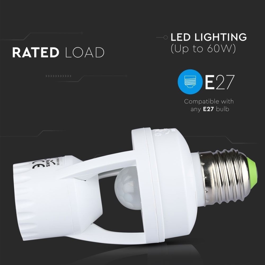 PIR-Sensor für E27-Glühbirne Weiß