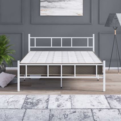 PIRON Metall-Doppelbett 140x200 cm, weiß – Tragfähigkeit 200 kg