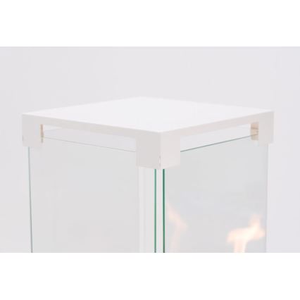 Planika - Outdoor-Gaskamin 142x36 cm 8kW 1xAAA weiß + Schutzabdeckung