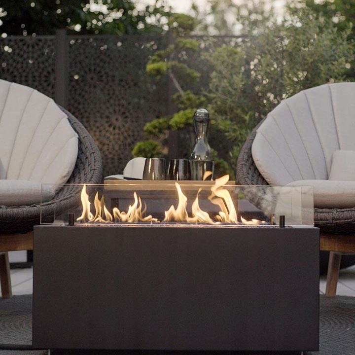 Planika - Outdoor-Gaskamin 41,4x69,8 cm 10kW 1xAAA schwarz + Schutzabdeckung