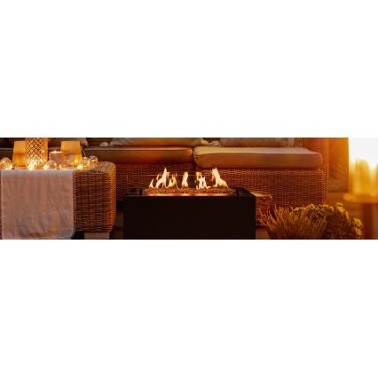 Planika - Outdoor-Gaskamin 41,4x69,8 cm 10kW 1xAAA schwarz + Schutzabdeckung