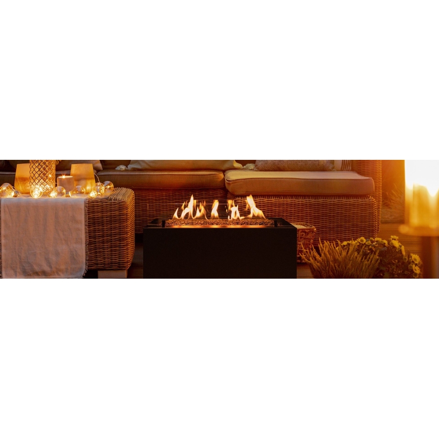 Planika - Outdoor-Gaskamin 41,4x69,8 cm 10kW 1xAAA schwarz + Schutzabdeckung