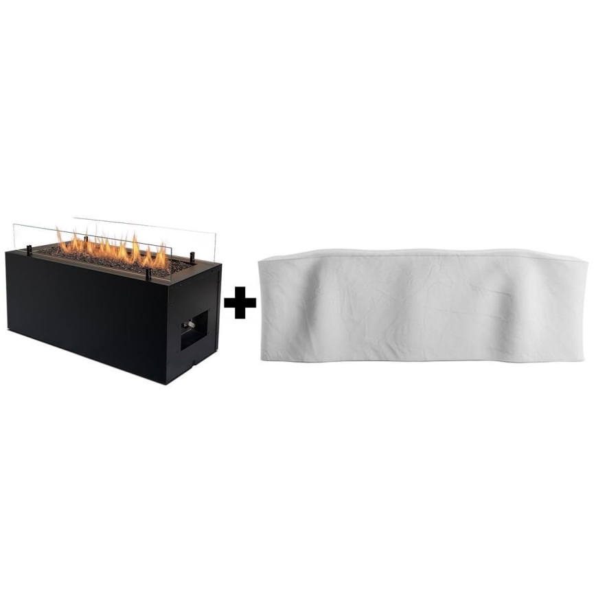 Planika - Outdoor-Gaskamin 41,4x69,8 cm 10kW 1xAAA schwarz + Schutzabdeckung