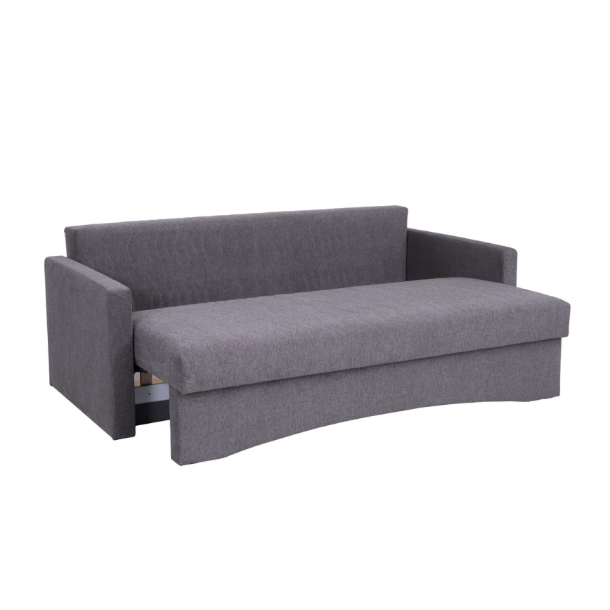 Gepolstertes Schlafsofa für den täglichen Gebrauch, 3-Sitzer mit Armlehnen PAUL, grau