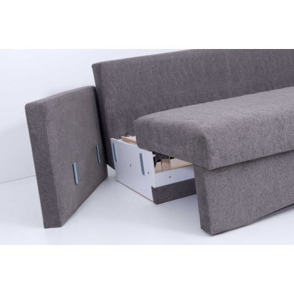 Gepolstertes Schlafsofa für den täglichen Gebrauch, 3-Sitzer mit Armlehnen PAUL, grau