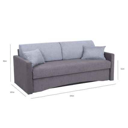 Gepolstertes Schlafsofa für den täglichen Gebrauch, 3-Sitzer mit Armlehnen PAUL, grau