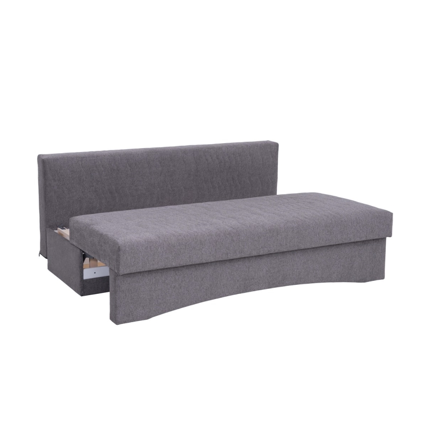 Gepolstertes, ausklappbares Dreisitzer-Sofa ohne Armlehnen PAUL in Grau, ideal für den täglichen Gebrauch als Schlafgelegenheit