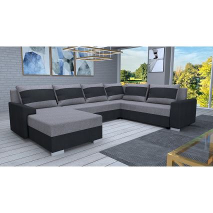 Polsterbare universelle U-förmige Schlafcouch OXFORD schwarz/grau