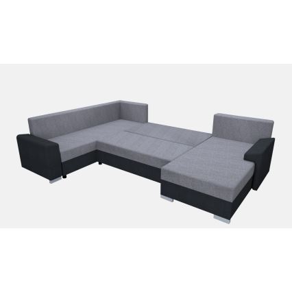 Polsterbare universelle U-förmige Schlafcouch OXFORD schwarz/grau