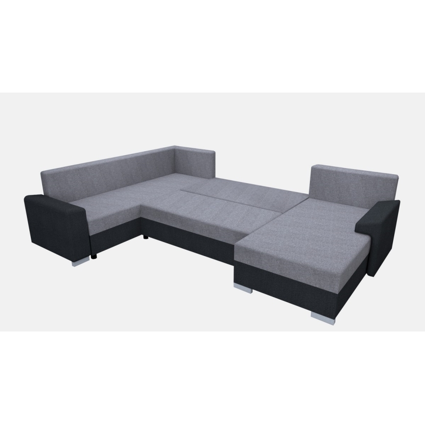 Polsterbare universelle U-förmige Schlafcouch OXFORD schwarz/grau
