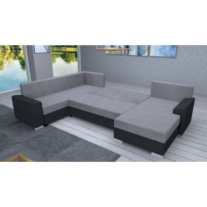 Polsterbare universelle U-förmige Schlafcouch OXFORD schwarz/grau