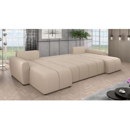 Polsterbare universelle U-förmige Schlafcouch NEWPORT in Beige