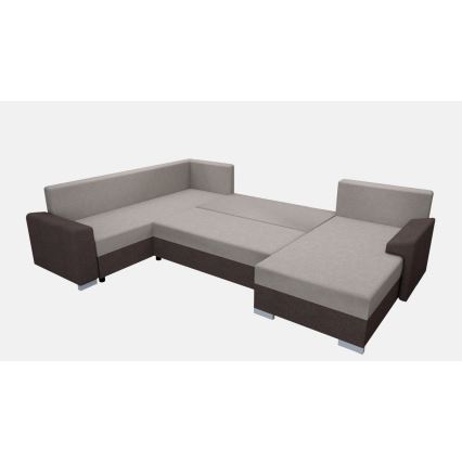 Polsterbare universelle U-förmige Schlafcouch OXFORD in Braun/Taupe
