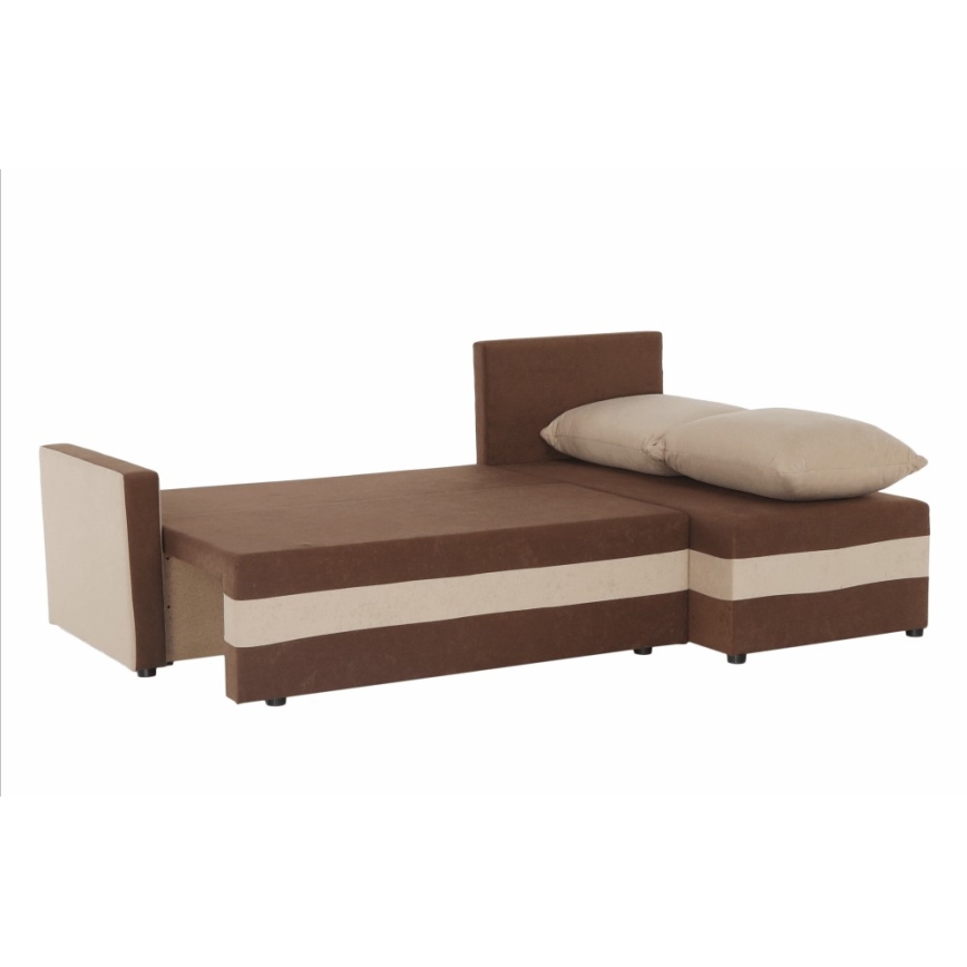 Polsterbare universelle Eckcouch zum Ausziehen in L-Form BRISTOL Braun/Beige