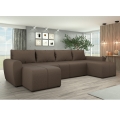 Polsterbare universelle U-förmige Schlafcouch NEWPORT in Braun