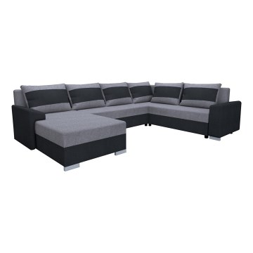 Polsterbare universelle U-förmige Schlafcouch OXFORD schwarz/grau